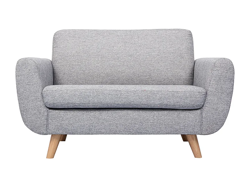 Canapé scandinave 2 places en tissu gris et bois clair PURE
