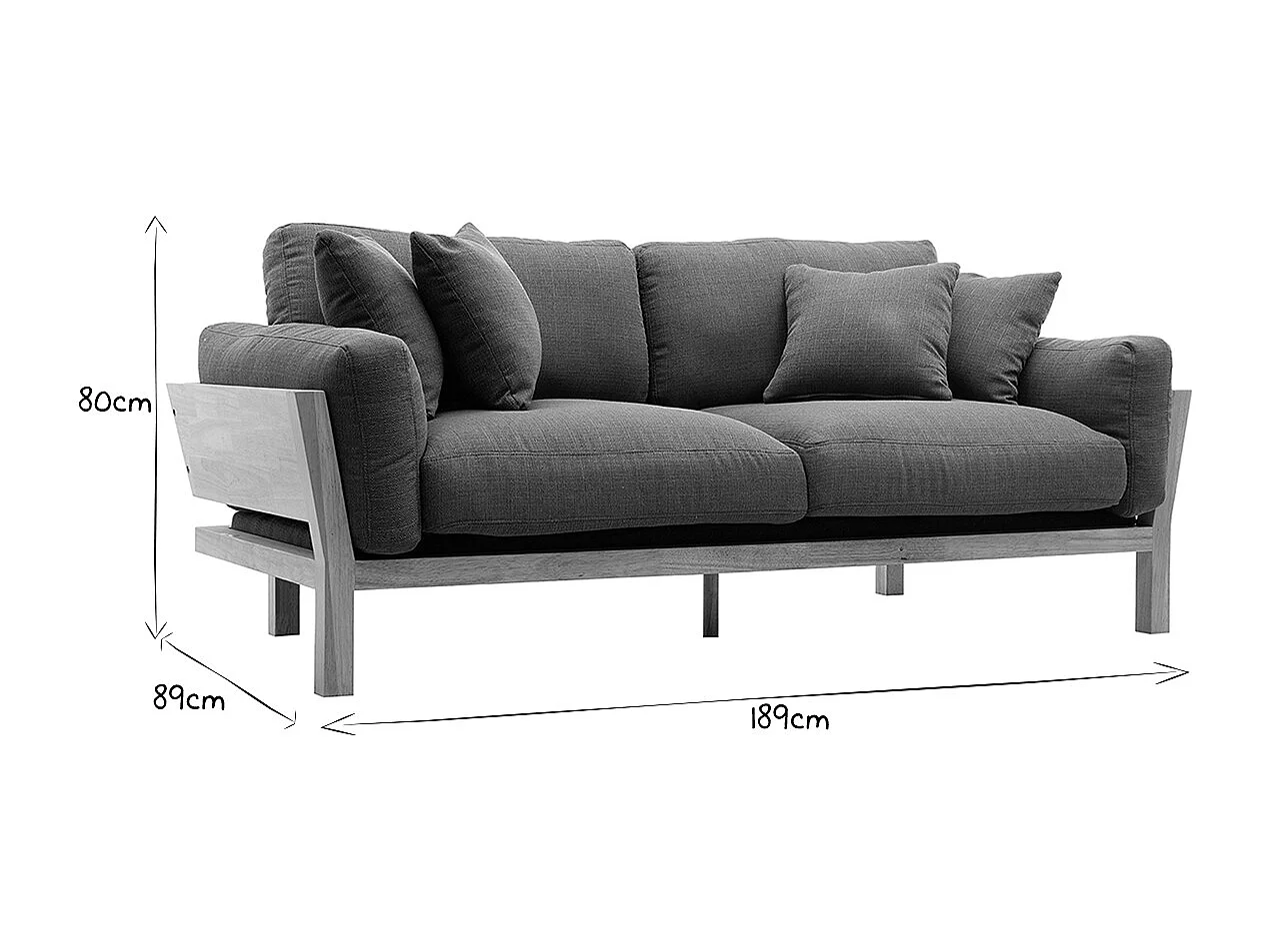 Divano sfoderabile in stile scandinavo 3 posti kaki KYO
