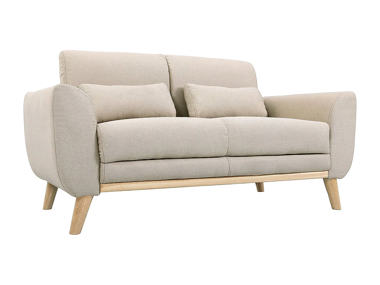 Divano design 2 posti tessuto naturale piedi in quercia EKTOR