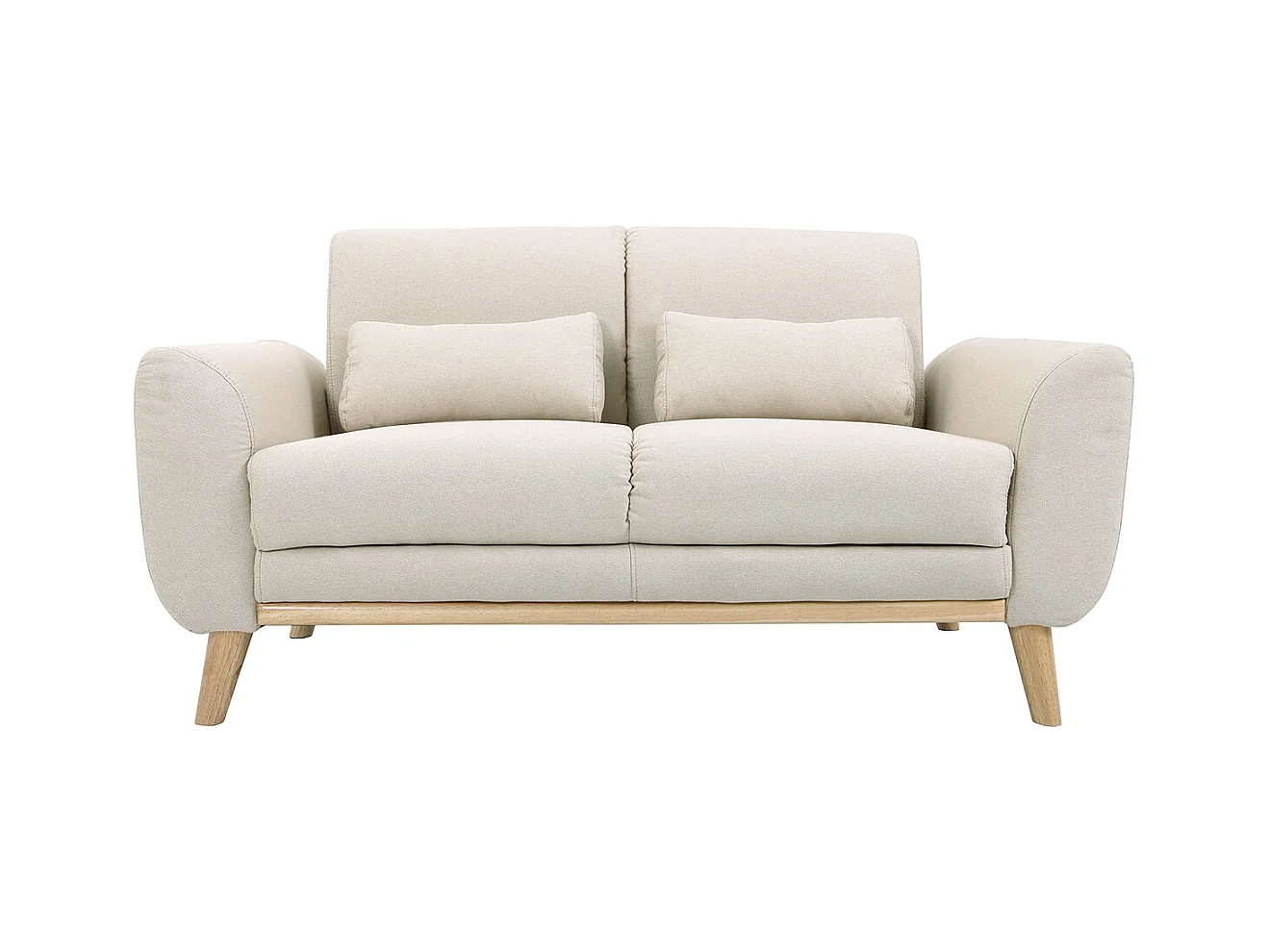 Canapé scandinave 2 places en tissu beige et bois clair EKTOR