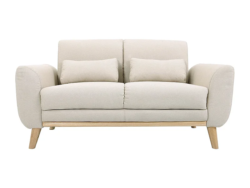Canapé scandinave 2 places en tissu beige et bois clair EKTOR