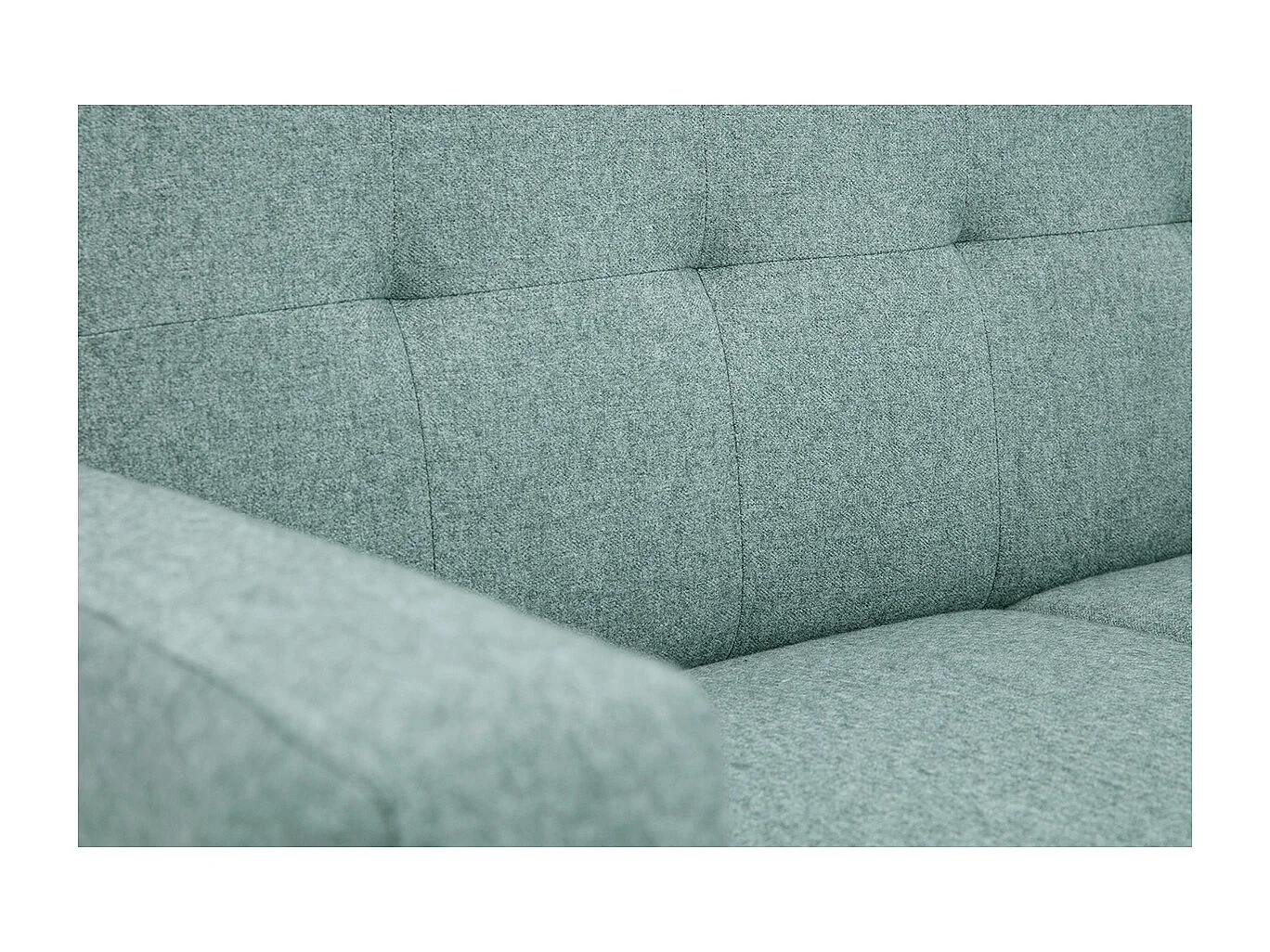 Skandinavisches Sofa 2-Sitzer aus graugrünem Stoff und hellem Holz MOON