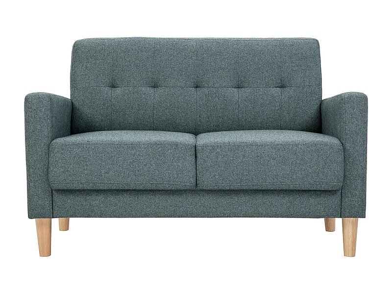 Divano scandinavo 2 posti in tessuto grigio verde e legno chiaro MOON