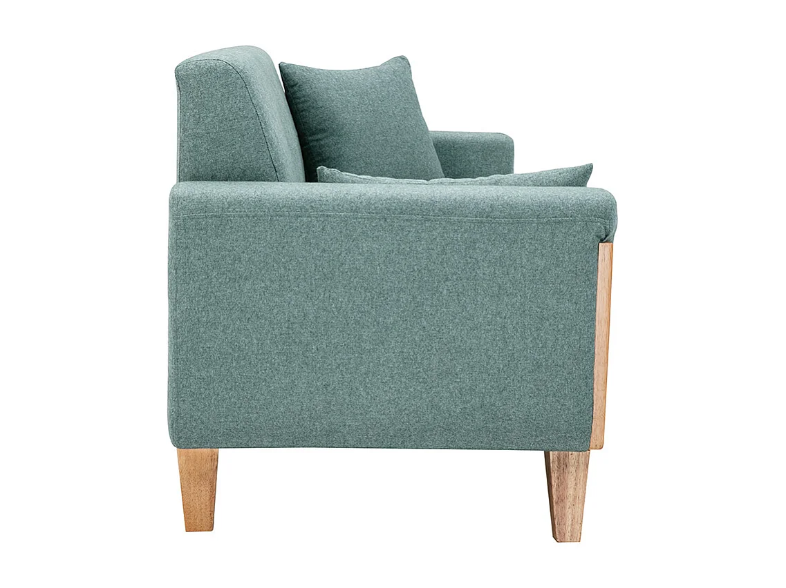 Skandinavisches Sofa 3-Sitzer aus graugrünem Stoff und hellem Holz FJORD