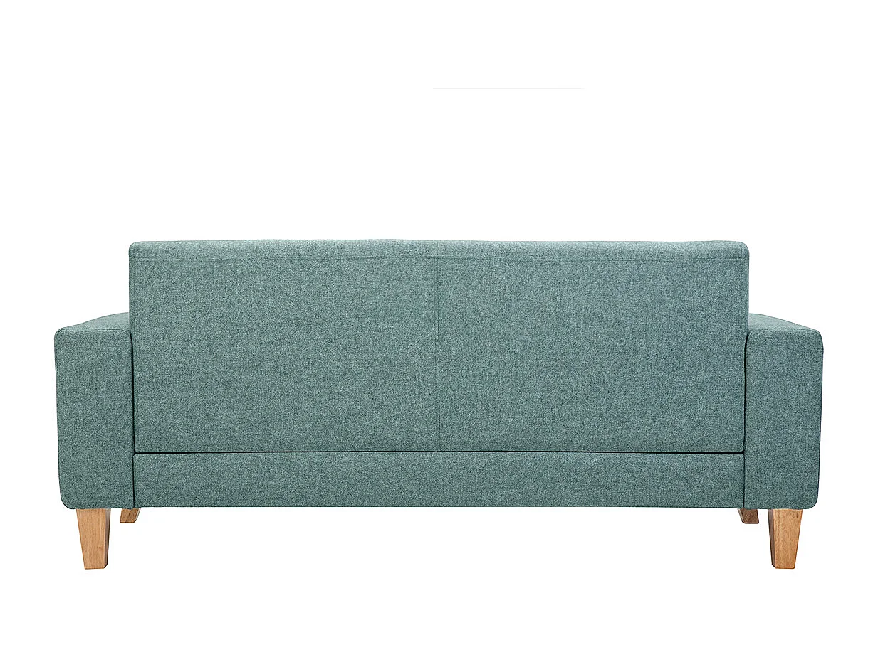 Skandinavisches Sofa 3-Sitzer aus graugrünem Stoff und hellem Holz FJORD