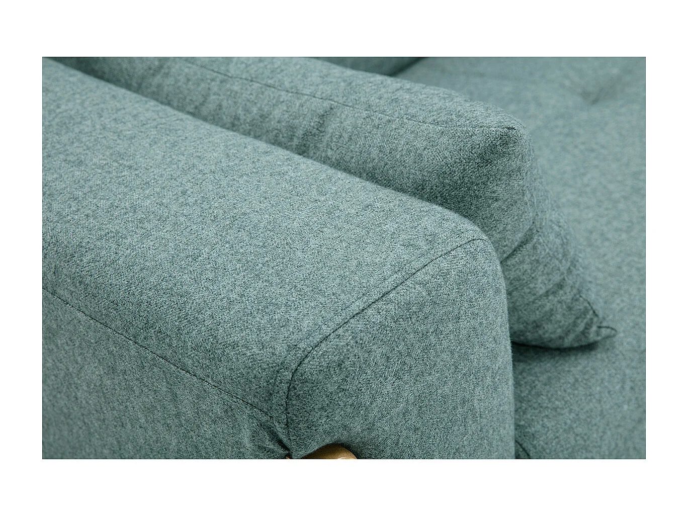 Skandinavisches Sofa 3-Sitzer aus graugrünem Stoff und hellem Holz FJORD