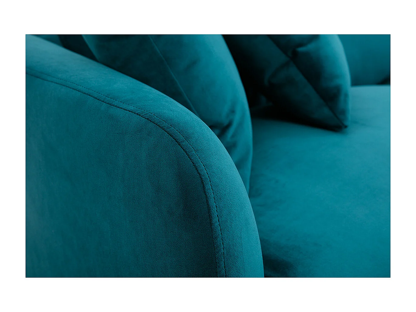 Sofá moderno 3 plazas de terciopelo azul petróleo y metal negro JERRY