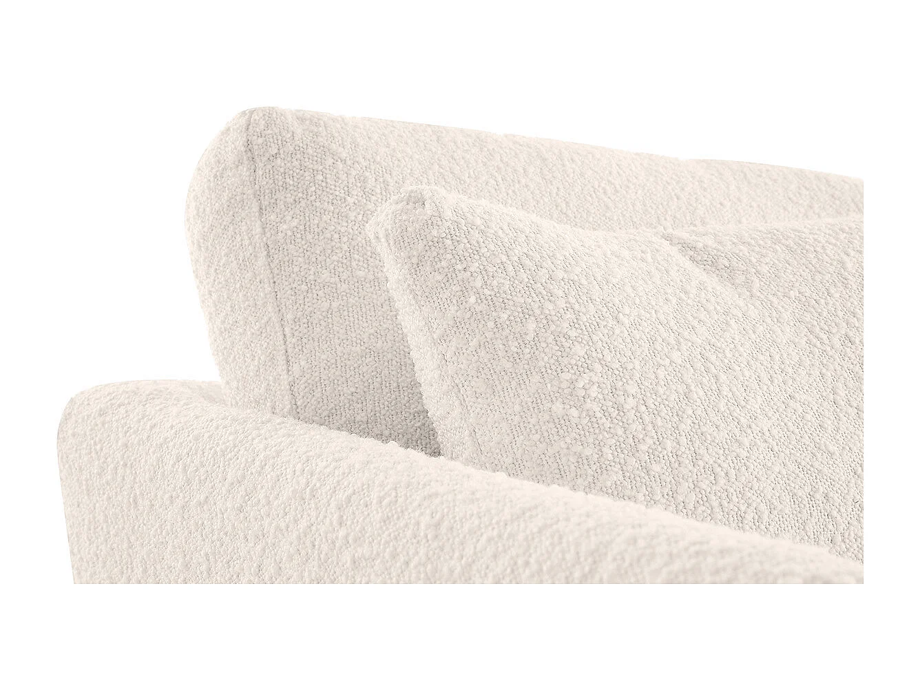 Canapé scandinave déhoussable 3 places en tissu effet laine bouclée blanc cassé et bois clair OSLO