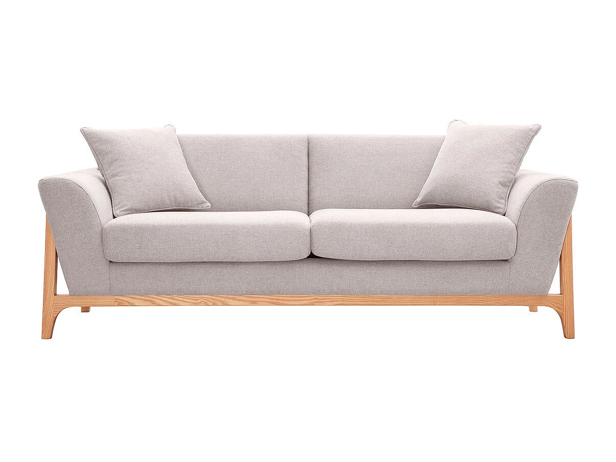 Divano scandinavo 3 posti beige e frassino ASAKO