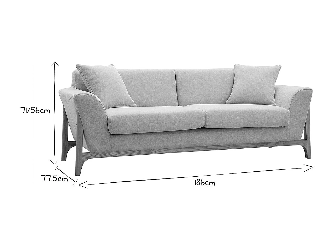 Divano scandinavo 3 posti beige e frassino ASAKO