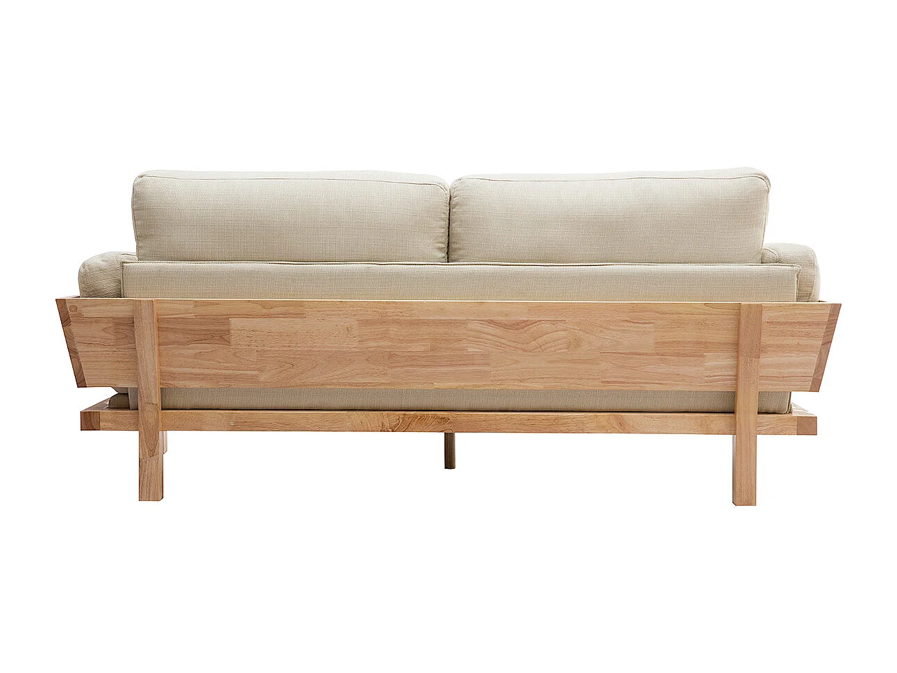 Sofá 3 plazas blanco crema patas madera KYO