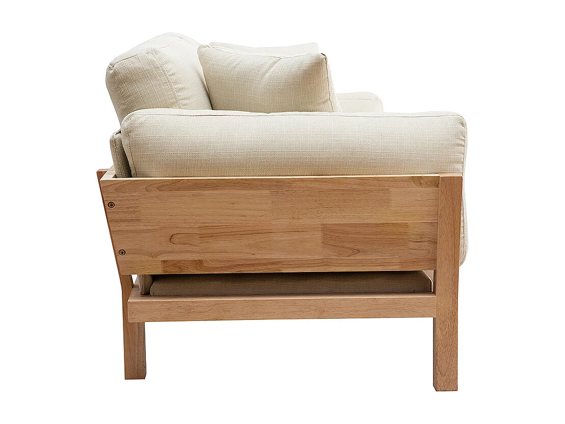 Sofá 3 plazas blanco crema patas madera KYO