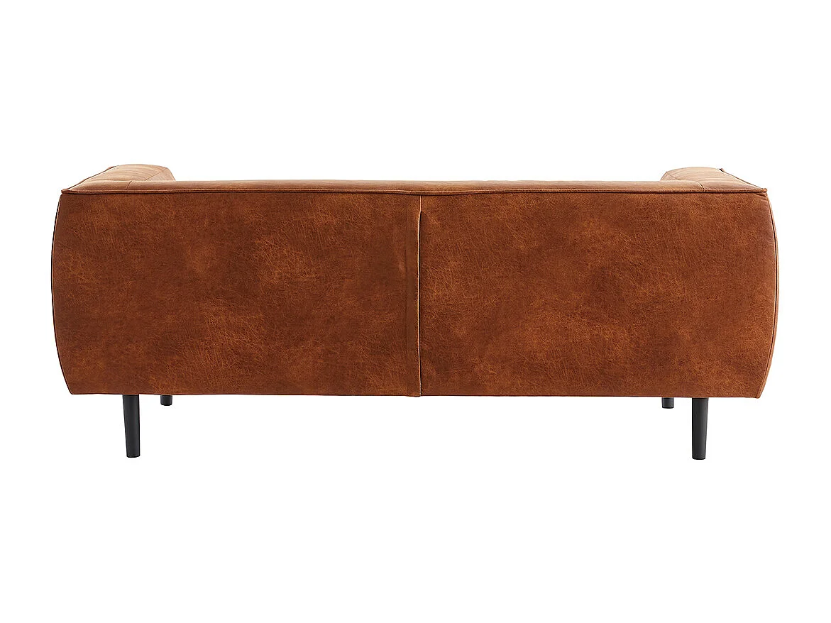 Sofá moderno 2-3 plazas de piel marrón coñac con aspecto envejecido MORRIS