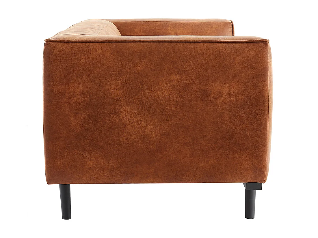 Canapé design 2-3 places en cuir aspect vieilli marron cognac MORRIS