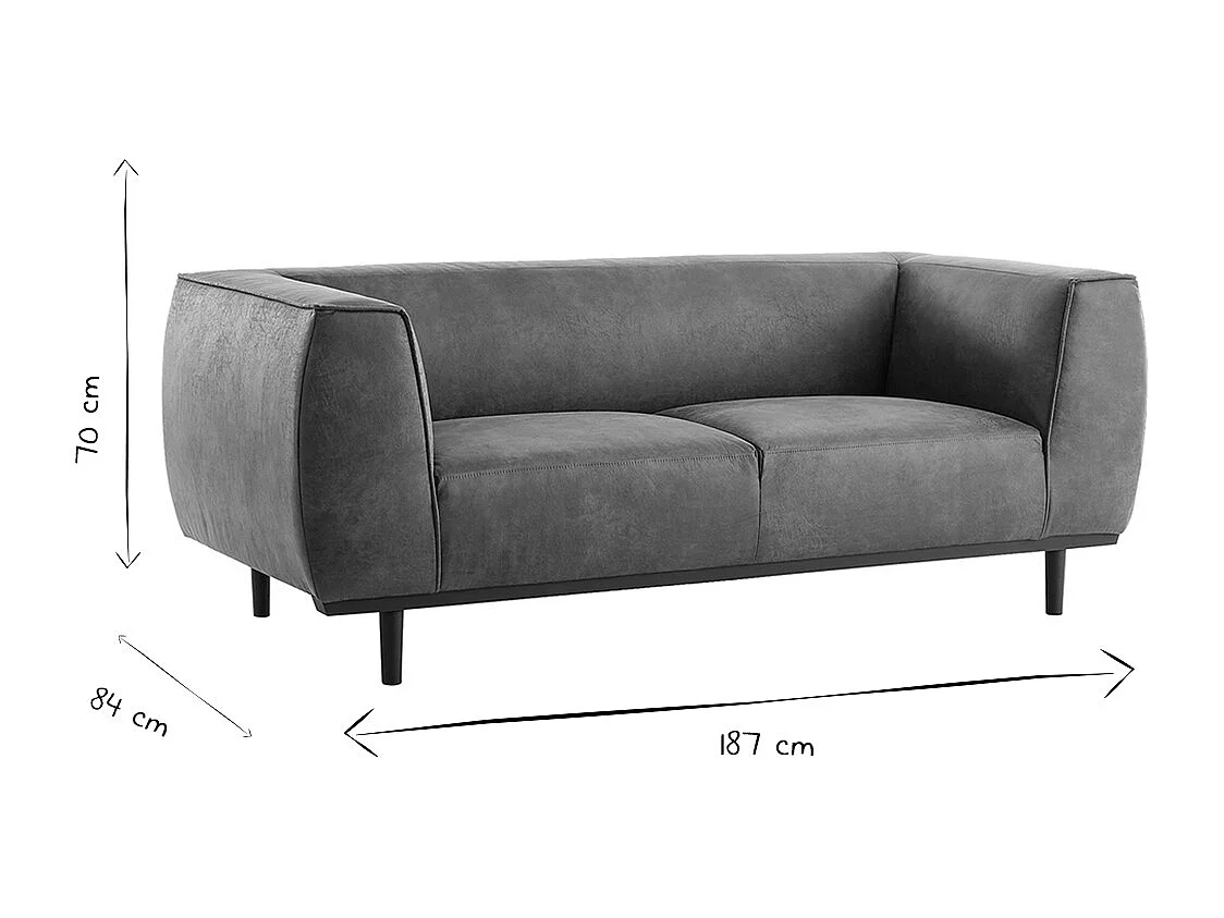 Canapé design 2-3 places en cuir aspect vieilli marron cognac MORRIS