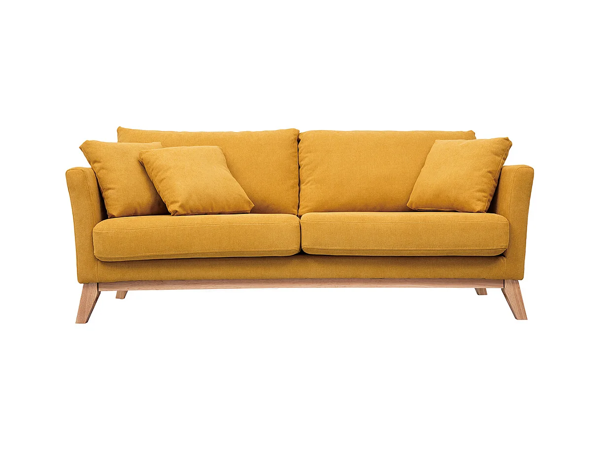 Divano sfoderabile in stile scandinavo 3 posti effetto velluto color senape OSLO