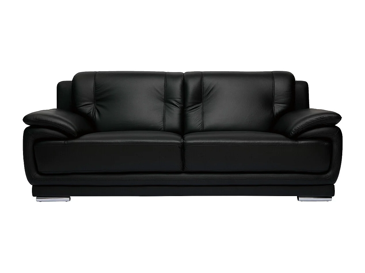 Divano pelle design 3 posti nero TAMARA - pelle di bufalo