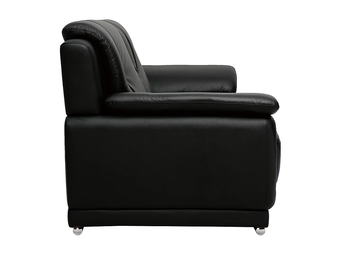 Divano pelle design 3 posti nero TAMARA - pelle di bufalo