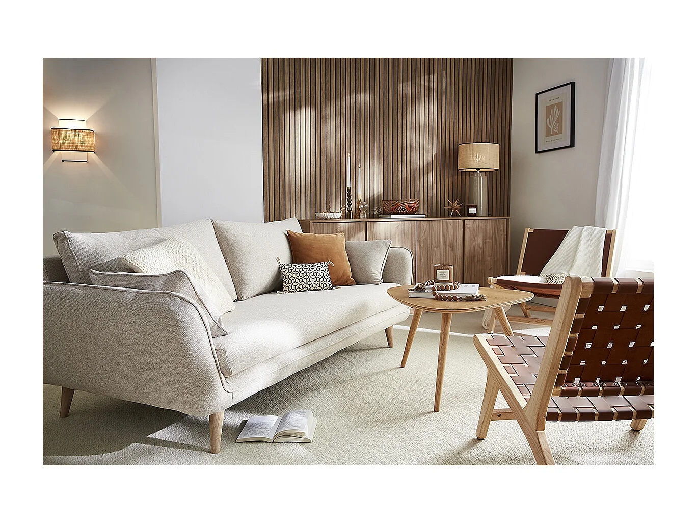 Skandinavisches 3-Sitzer-Sofa beige CREEP