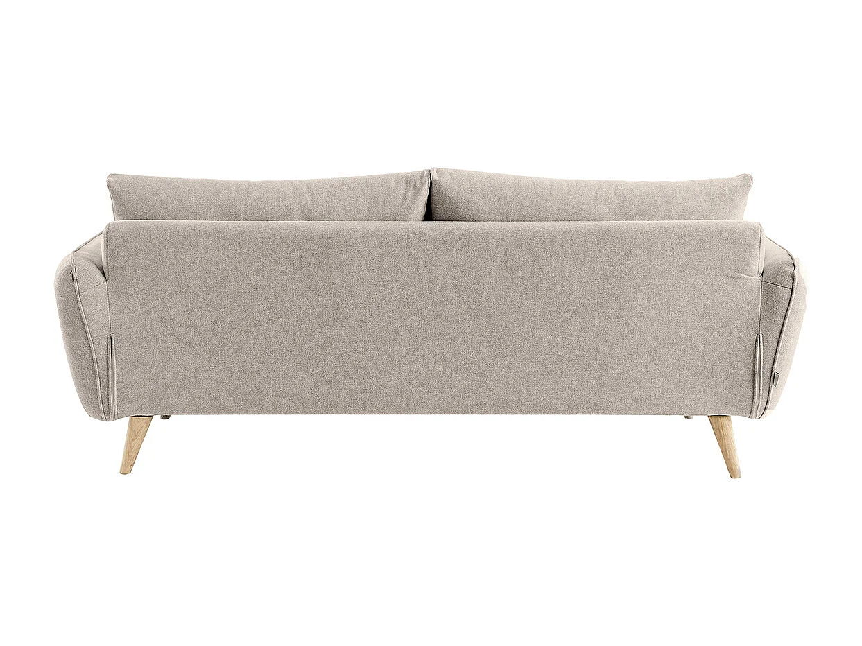 Canapé scandinave 3 places en tissu beige et bois clair CREEP