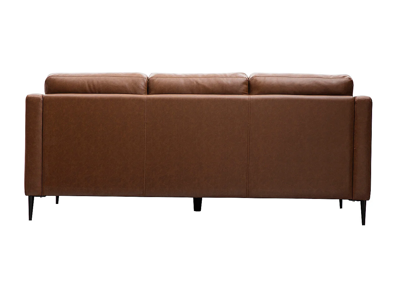 Canapé vintage 3 places cuir marron et bois noir OXMO