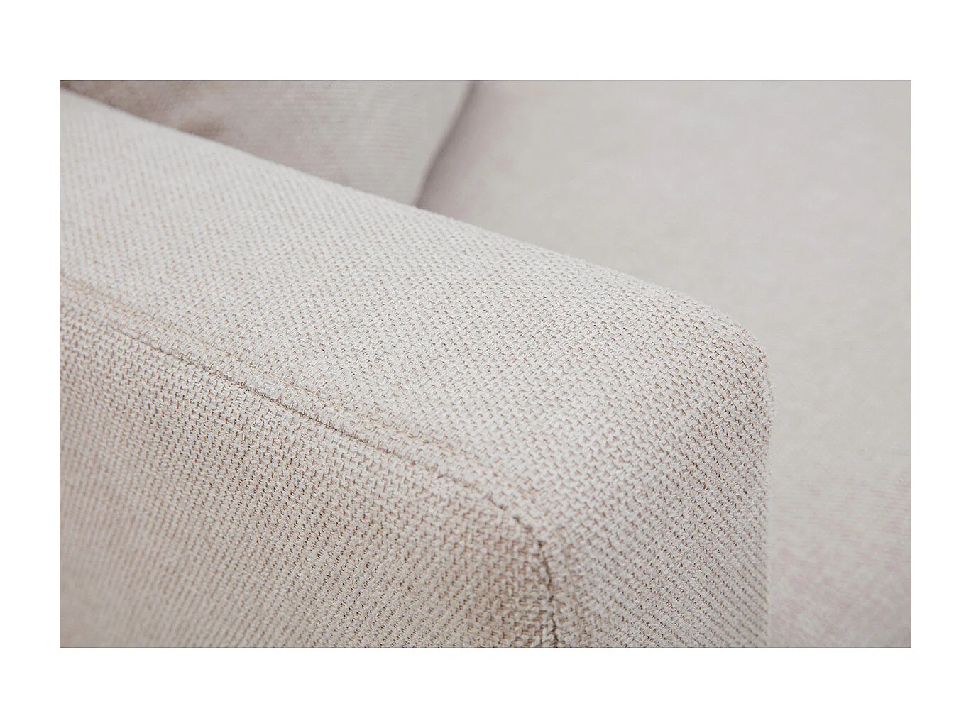 Méridienne scandinave en tissu effet velours texturé beige et bois clair BERTILLE