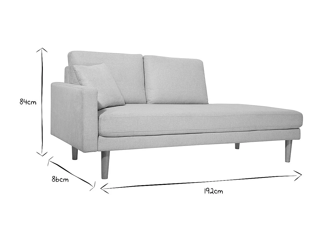 Méridienne scandinave en tissu effet velours texturé beige et bois clair BERTILLE