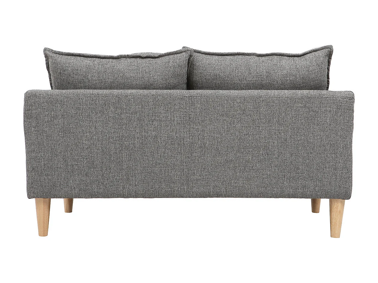 Canapé scandinave 2 places en tissu gris et bois clair KATE