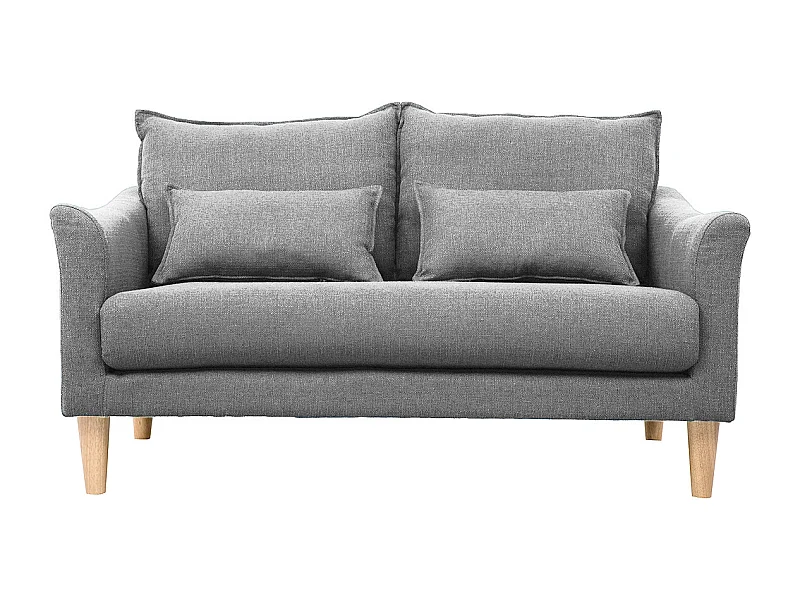Canapé scandinave 2 places en tissu gris et bois clair KATE