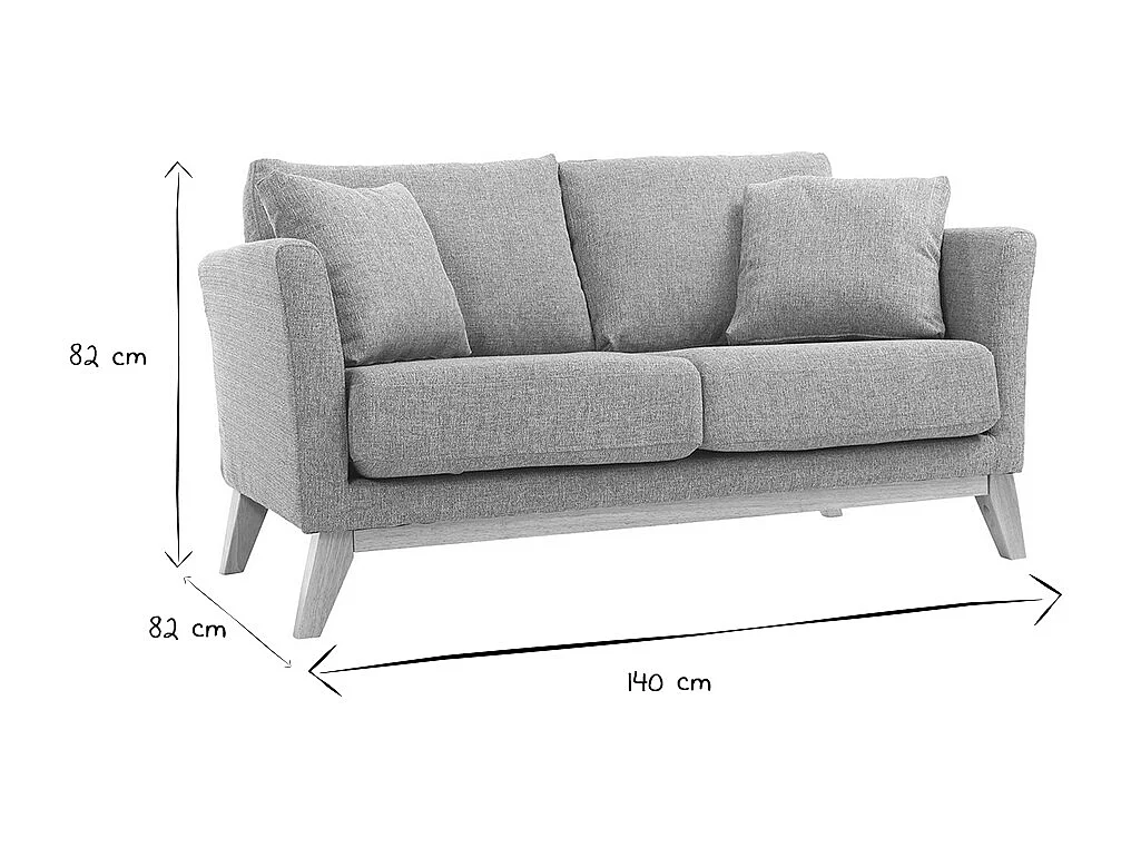 Divano scandinavo 2 posti grigio chiaro e piedi in legno chiaro OSLO