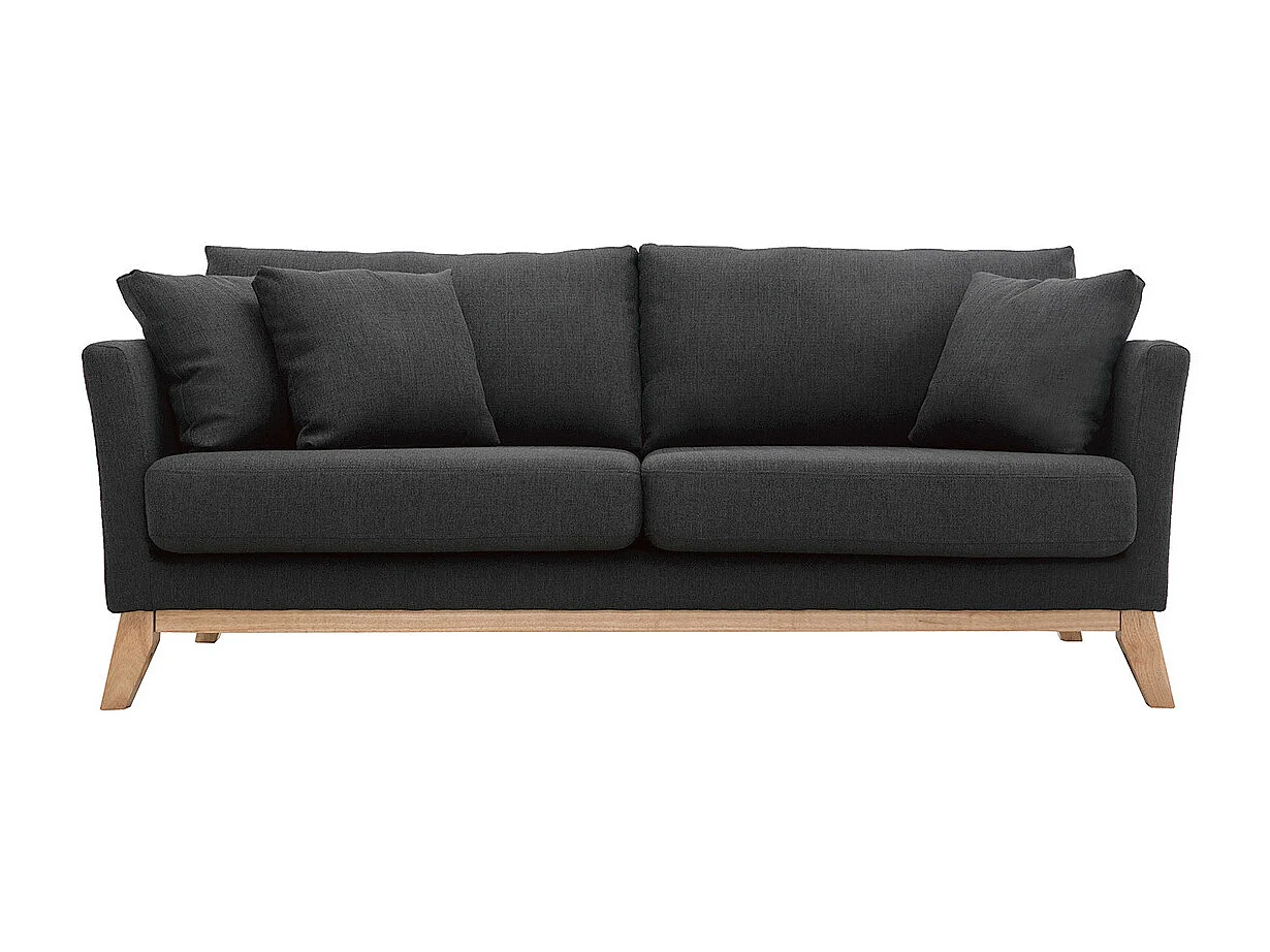 Divano scandinavo 3 posti grigio scuro piedi legno OSLO