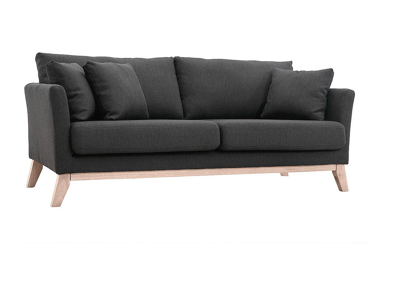 Divano scandinavo 3 posti grigio scuro piedi legno OSLO