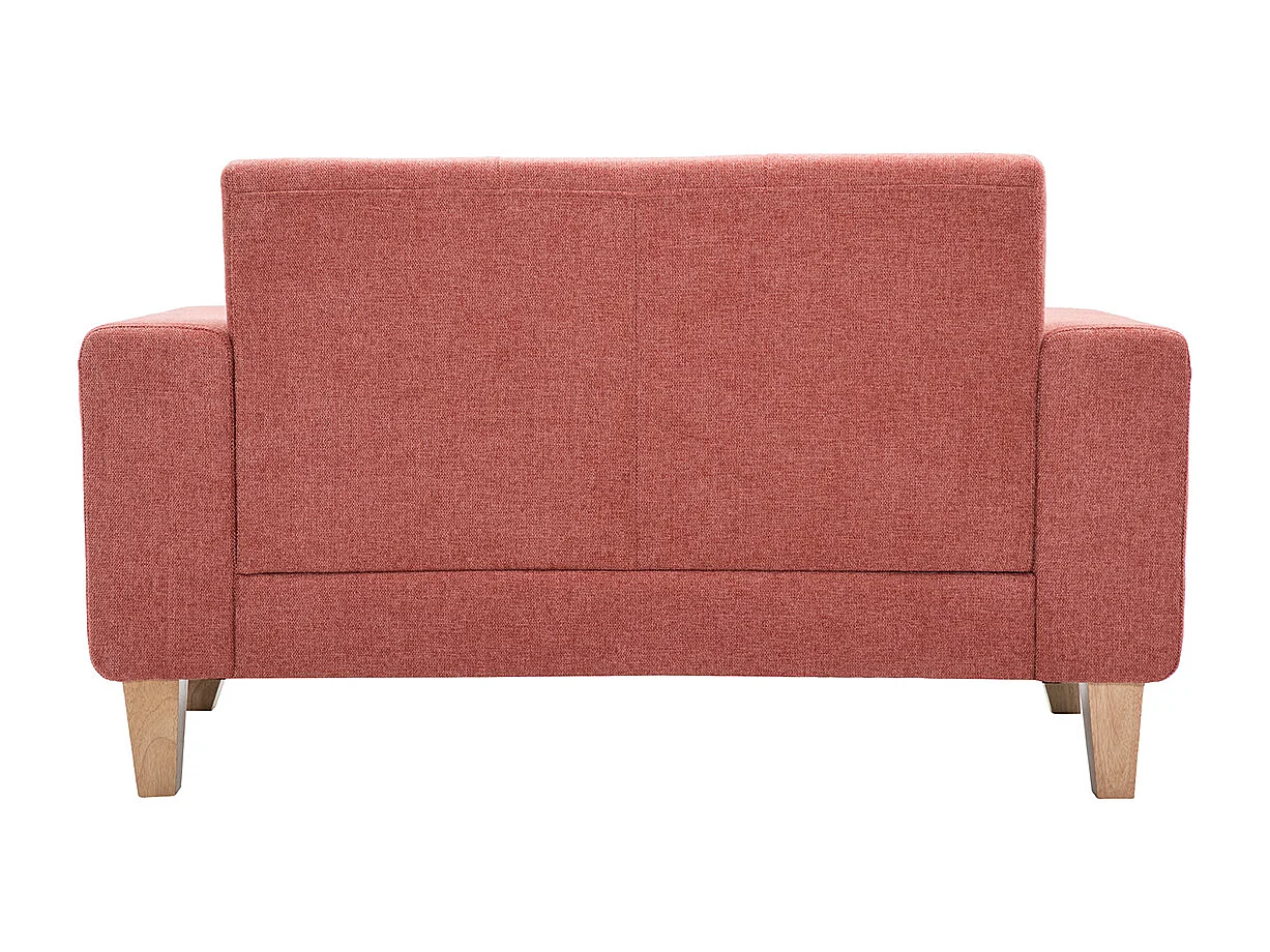 Canapé scandinave 2 places en tissu terracotta et bois clair FJORD