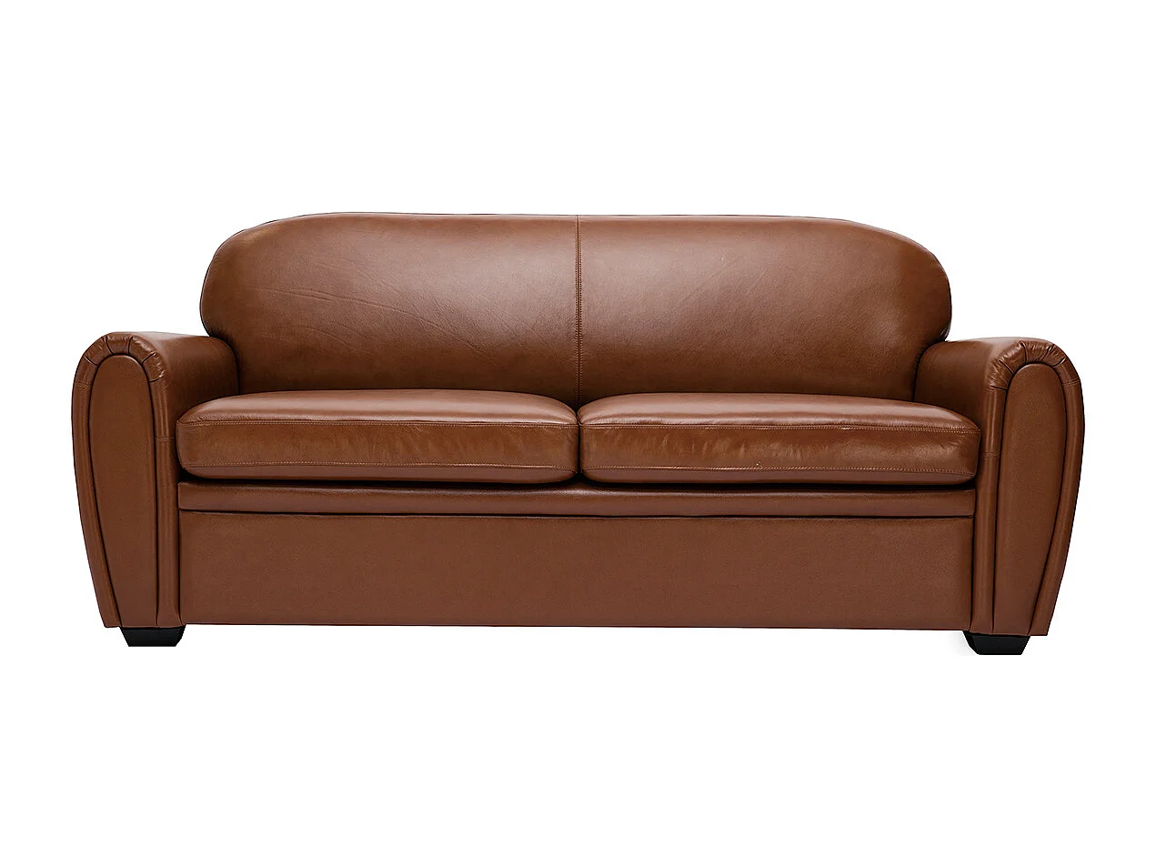 Schlafsofa aus braunem Leder 3-Sitzer CLUB