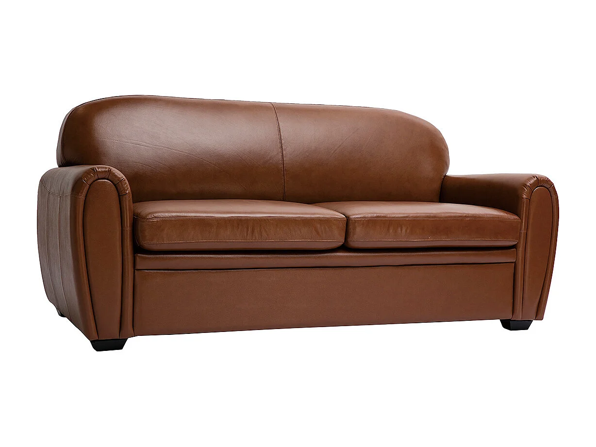 Schlafsofa aus braunem Leder 3-Sitzer CLUB