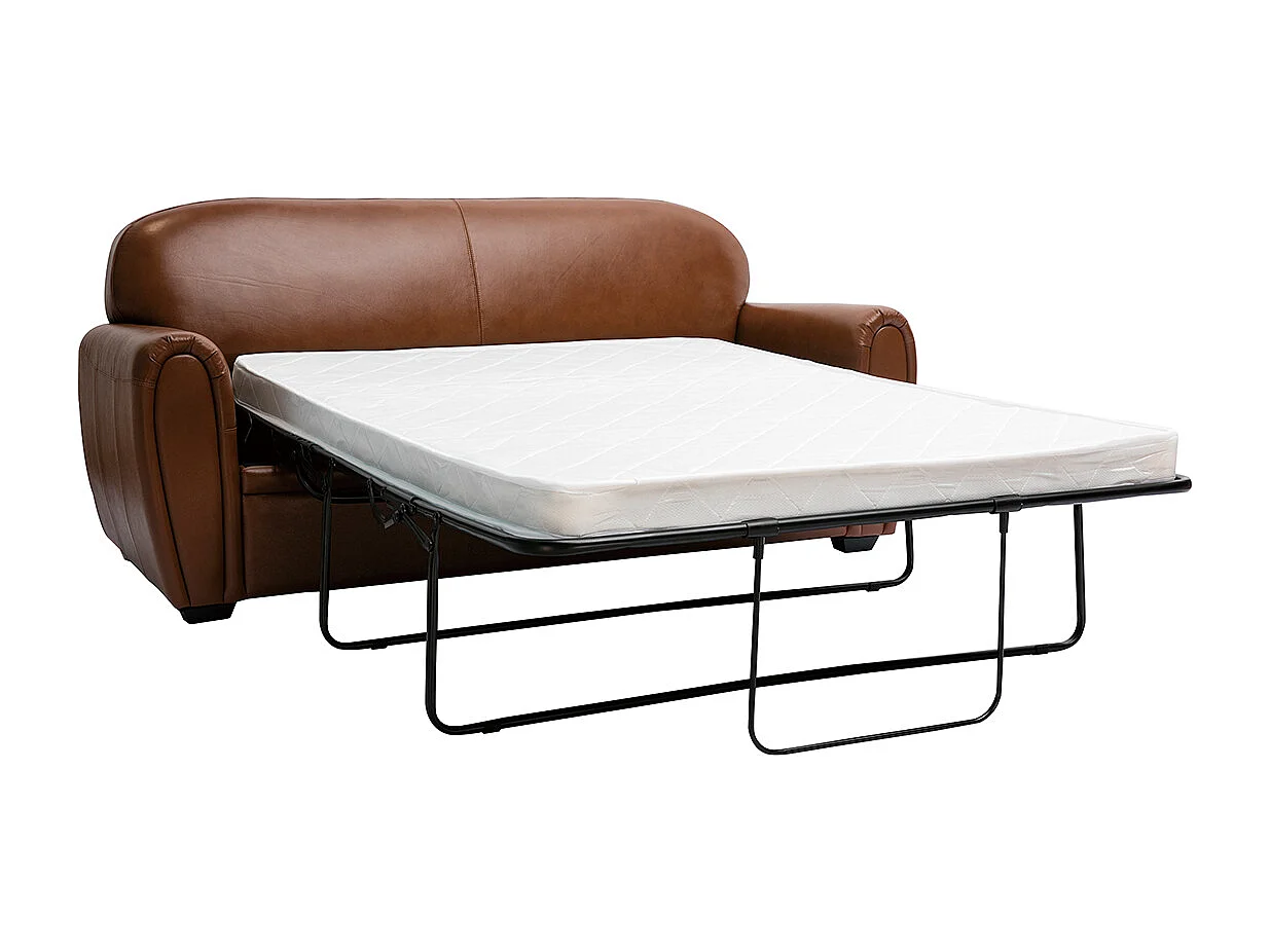 Schlafsofa aus braunem Leder 3-Sitzer CLUB