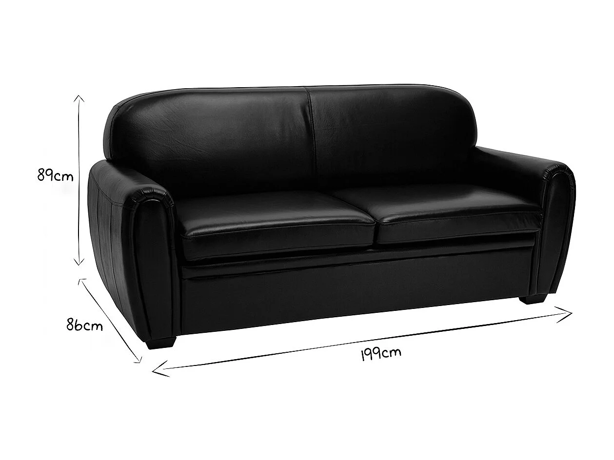 Schlafsofa aus braunem Leder 3-Sitzer CLUB