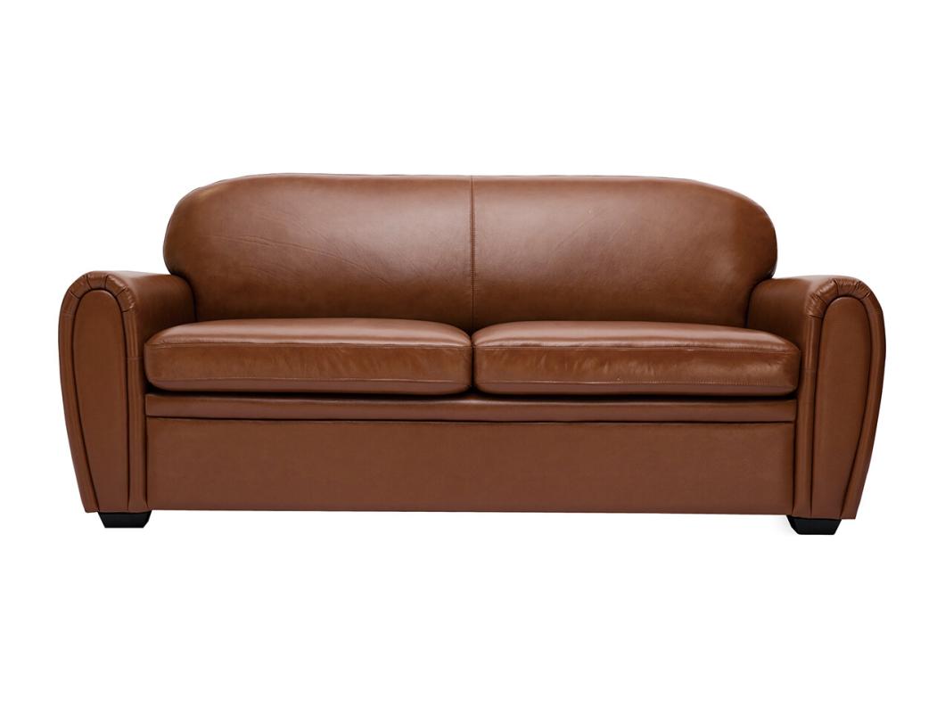 Schlafsofa aus braunem Leder 3-Sitzer CLUB