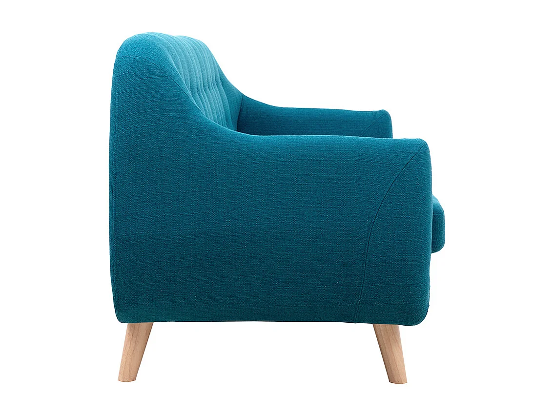 Divano scandinavo 3 posti sfoderabile blu anatra e legno YNOK