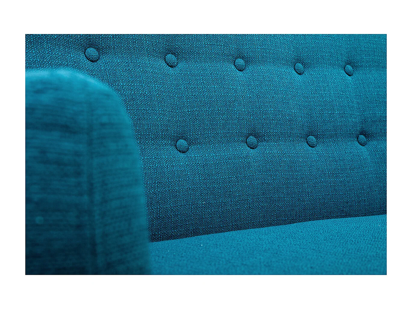 Divano scandinavo 3 posti sfoderabile blu anatra e legno YNOK