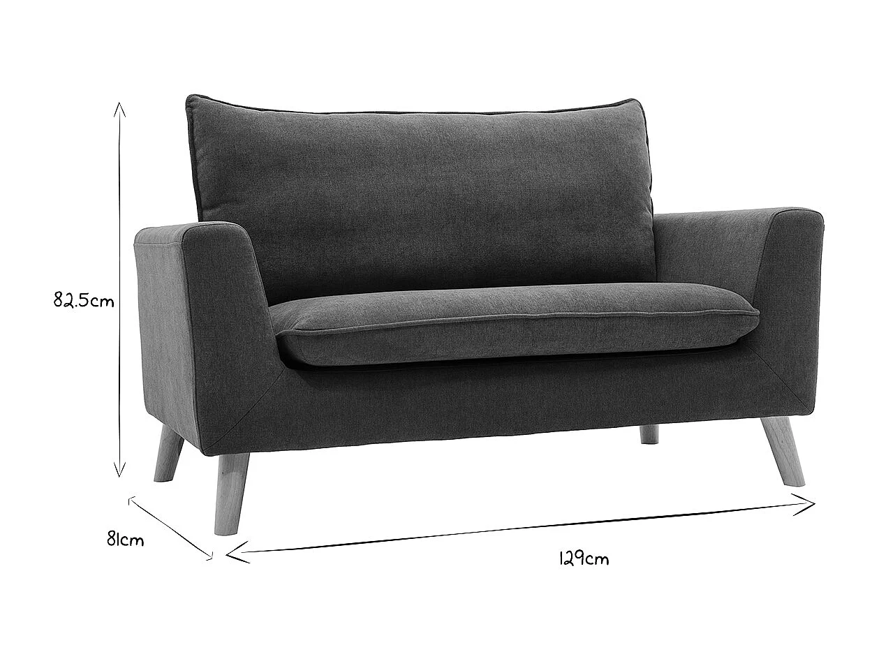 Divano scandinavo 2 posti effetto velluto blu anatra JONAS