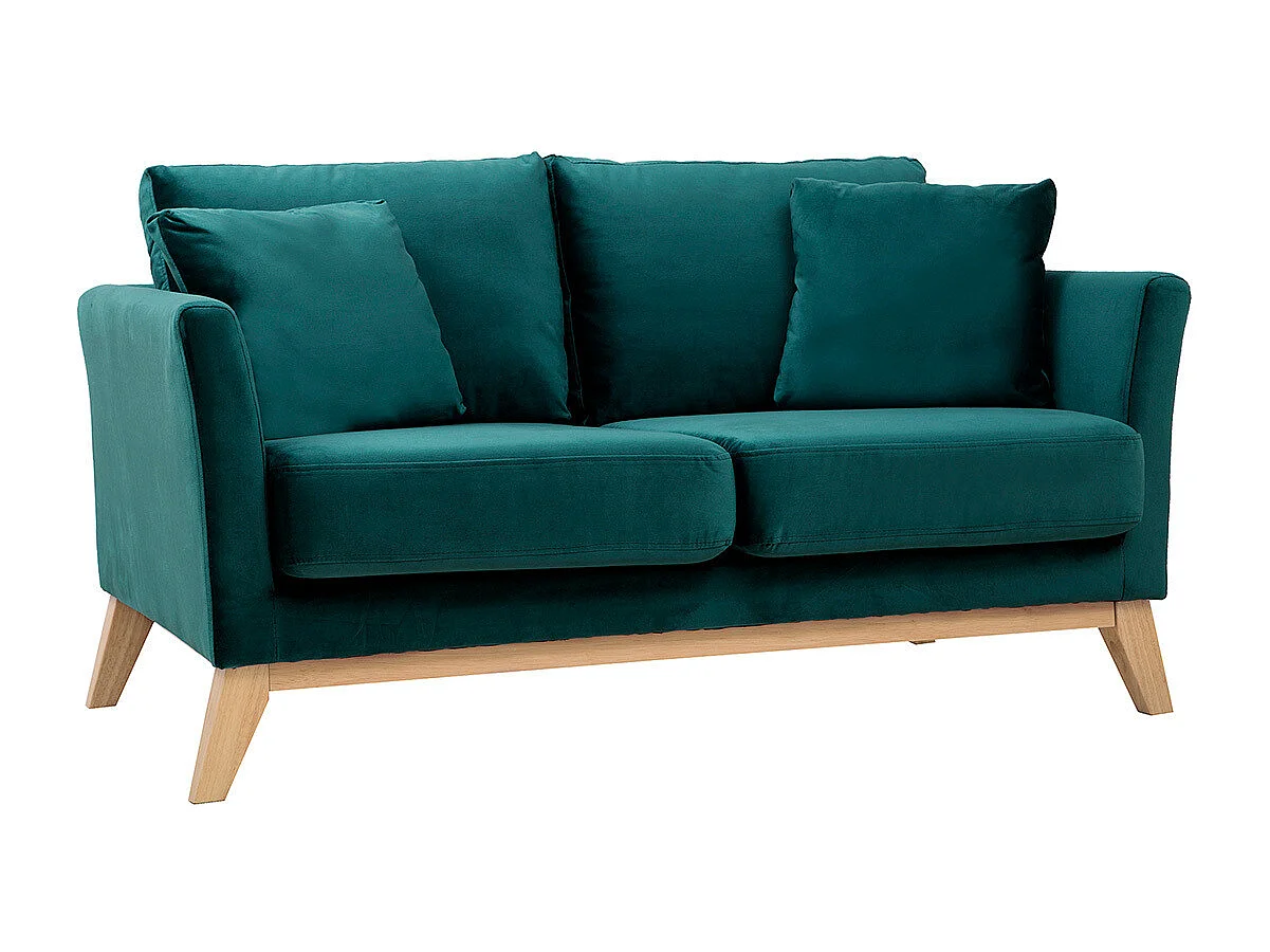 Sofá nórdico 2 plazas desenfundable terciopelo azul petróleo OSLO