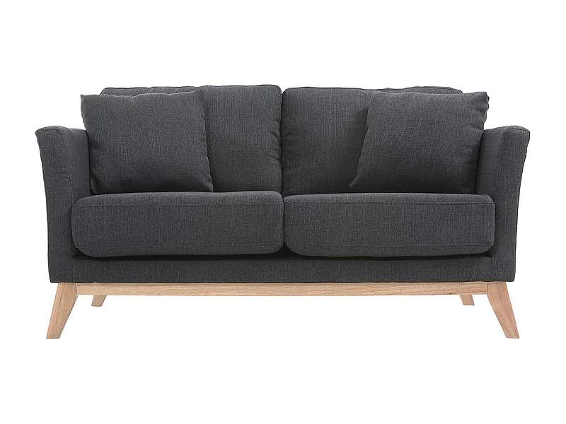 Divano scandinavo 2 posti grigio scuro e piedi in legno chiaro OSLO
