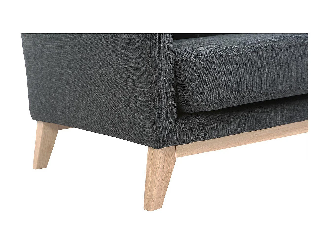 Sofá nórdico 2 plazas desenfundable  gris oscuro y patas madera clara OSLO