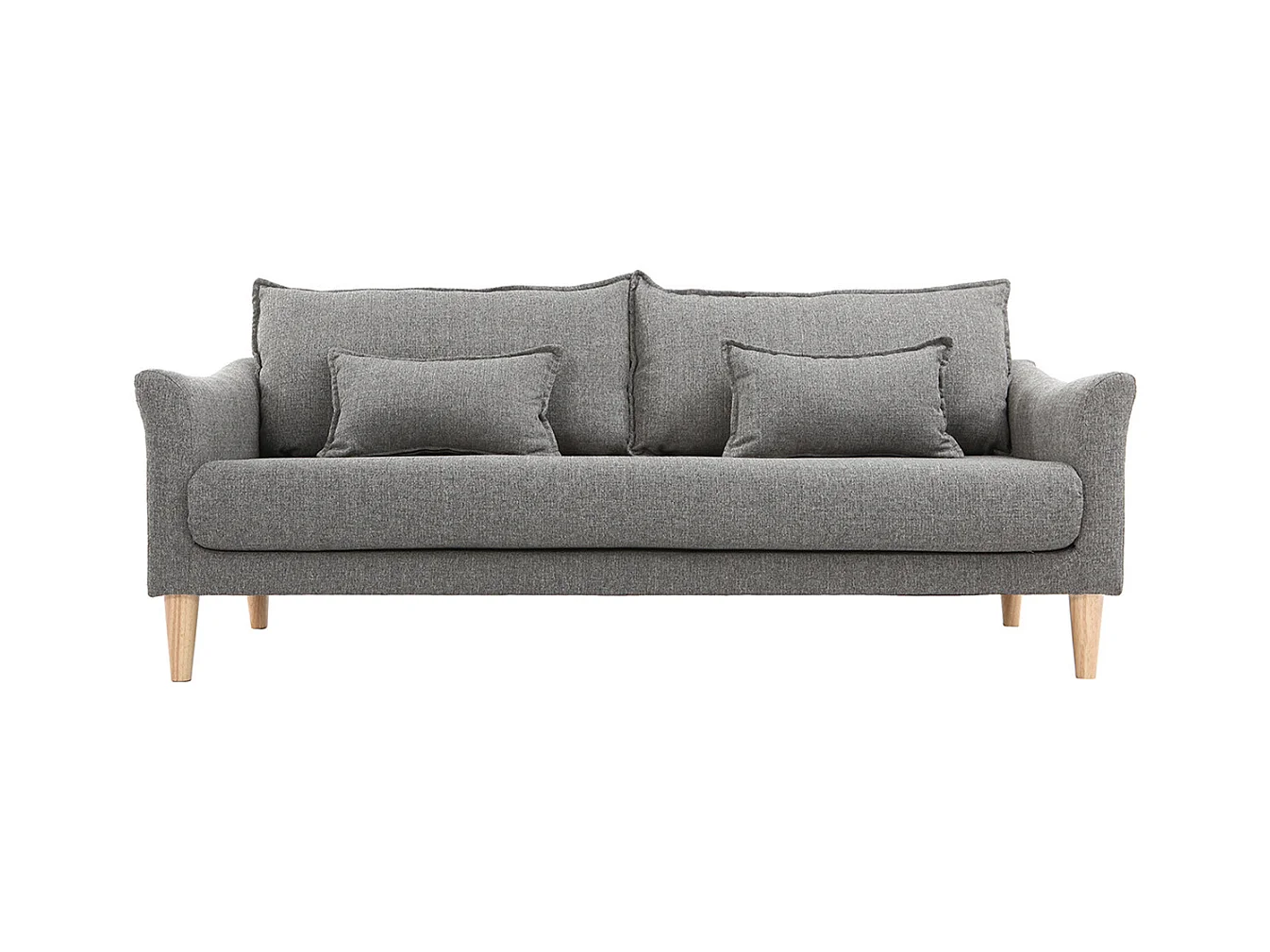 Canapé scandinave 3 places en tissu gris et bois clair KATE