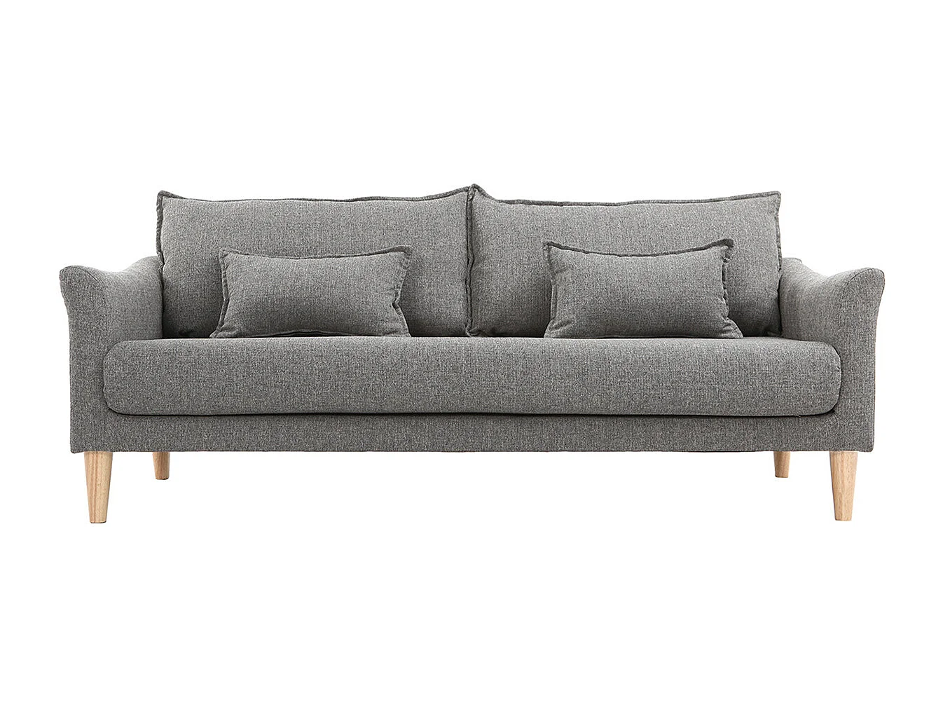 Canapé scandinave 3 places en tissu gris et bois clair KATE