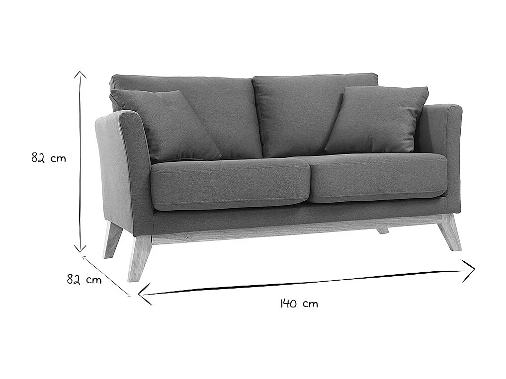 Divano scandinavo 2 posti foglia di tè e piedi in legno chiaro OSLO