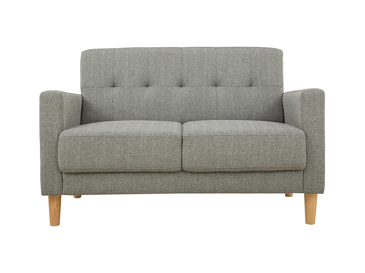 Canapé scandinave 2 places en tissu gris et bois clair MOON