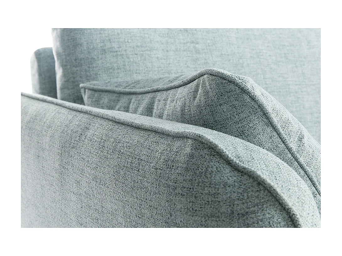 Canapé scandinave 3 places en tissu bleu glacier et bois clair CREEP