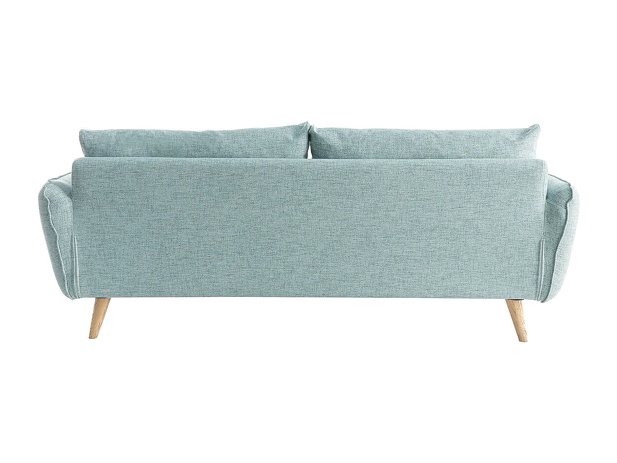 Canapé scandinave 3 places en tissu bleu glacier et bois clair CREEP